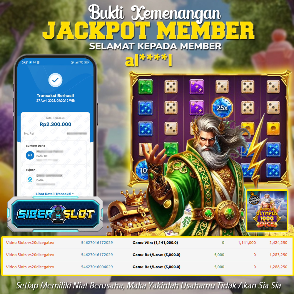 SIBERSLOT SLOT GACOR JACKPOT OLYMPUS DICE 27 APRIL 2025