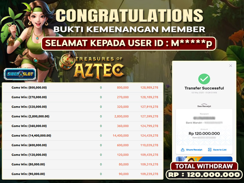 JACKPOT MAIN SLOT TREASURE OF AZTEC 2 MEI 2025